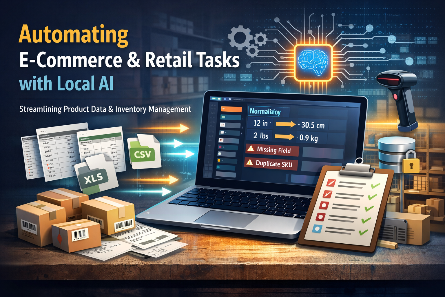 Local AI automating e-commerce and retail tasks - product data processing, inventory management, and order fulfillment workflow